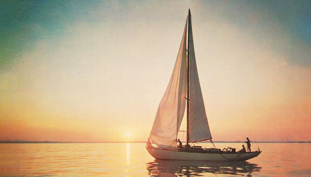 Sailboat sunset background. Remixed by rawpixel.