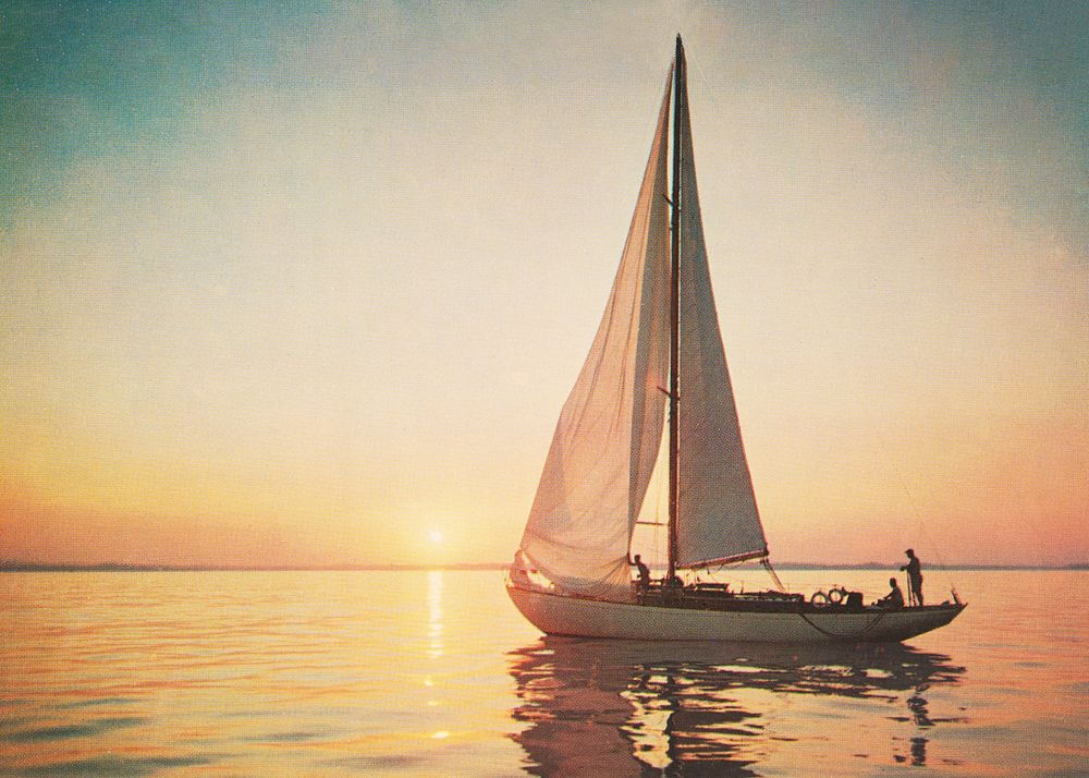 Sailboat sunset background. Remixed by rawpixel.