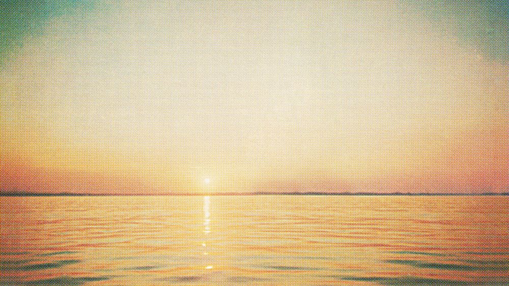 Summer sunset ocean desktop wallpaper, vintage illustration. Remixed by rawpixel.