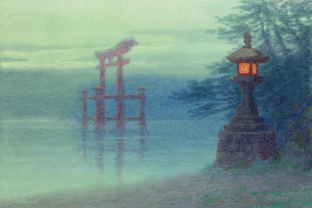 Vintage Japanese lantern background, vintage illustration by Yoshihiko Ito. Remixed by rawpixel.