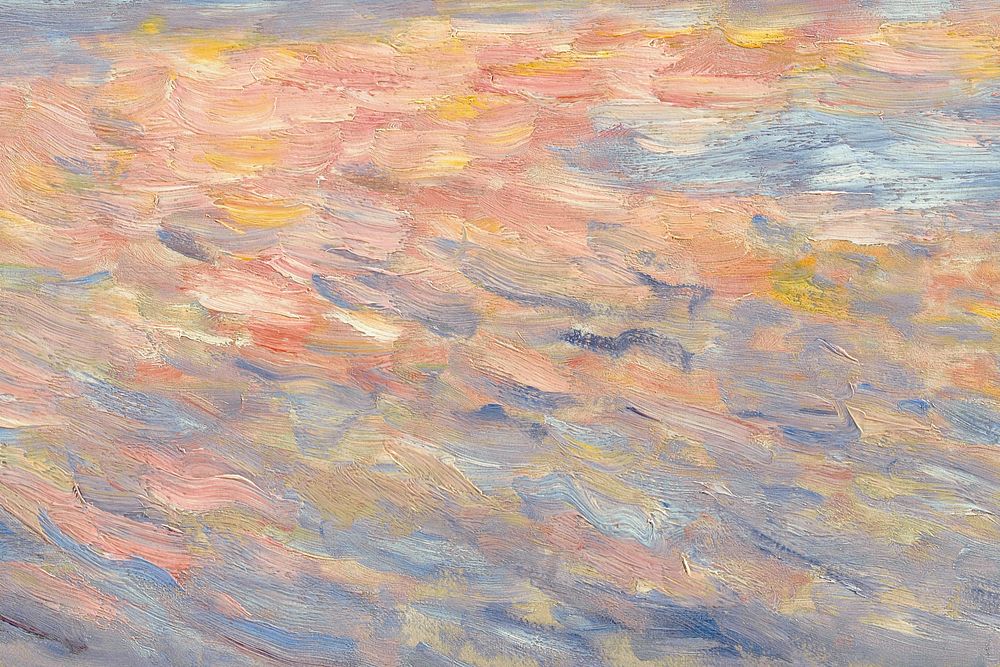 Pierre-Auguste Renoir's Sunset background, famous vintage painting. Remixed by rawpixel.