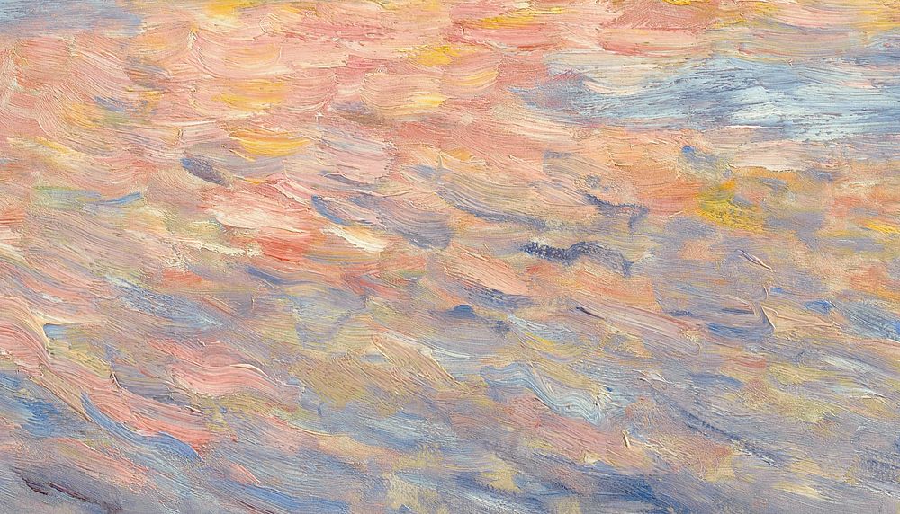 Pierre-Auguste Renoir's Sunset background, famous vintage painting. Remixed by rawpixel.