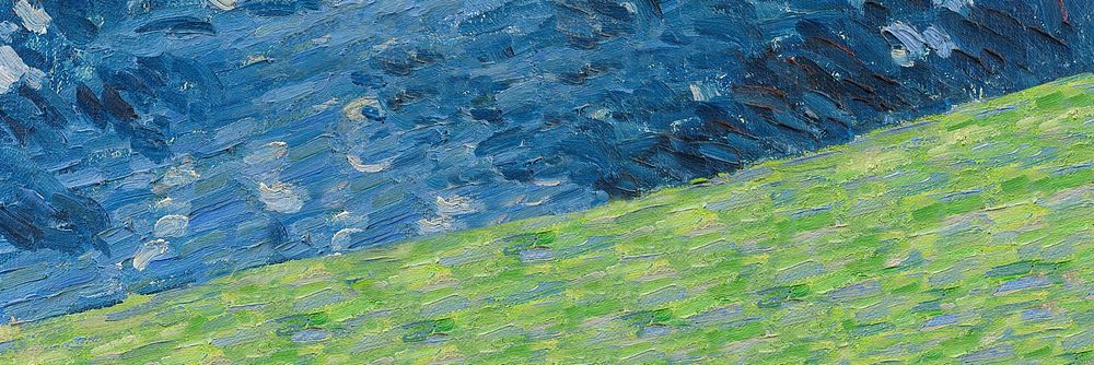 Blue oil painting background, green border by Alexej von Jawlensky. Remixed by rawpixel.
