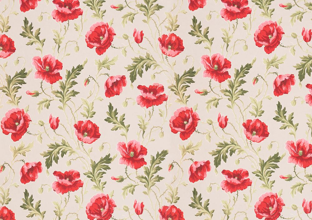Pink flower patterned background, vintage illustration by William H. Gledhill. Remixed by rawpixel.