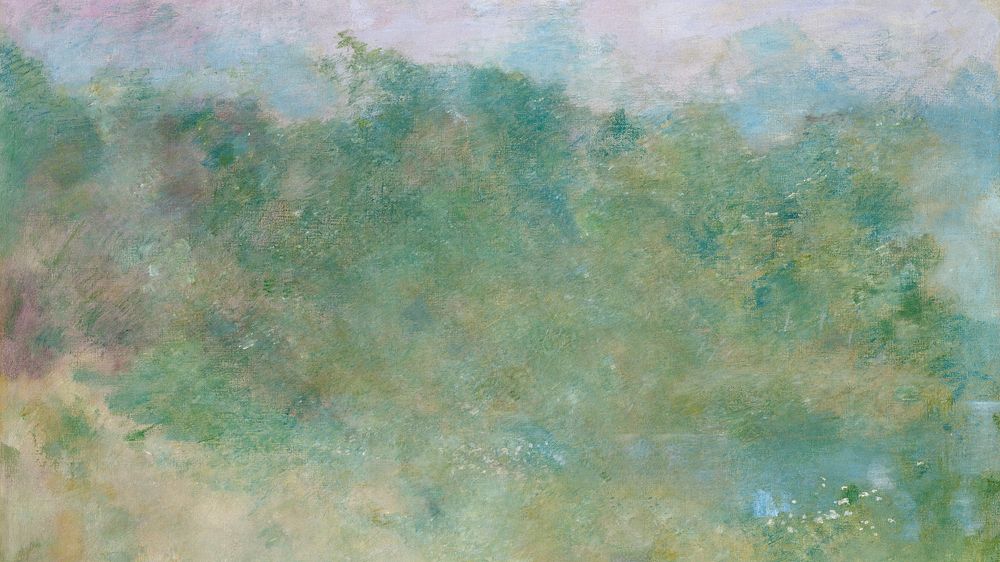 Nature oil painting desktop wallpaper, vintage illustration by Thomas Wilmer Dewing. Remixed by rawpixel.