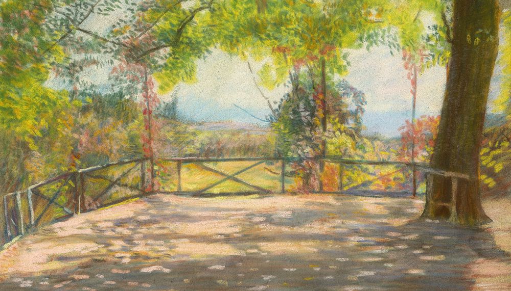 Vintage park background, vintage nature painting by Laszlo Mednyanszky. Remixed by rawpixel.