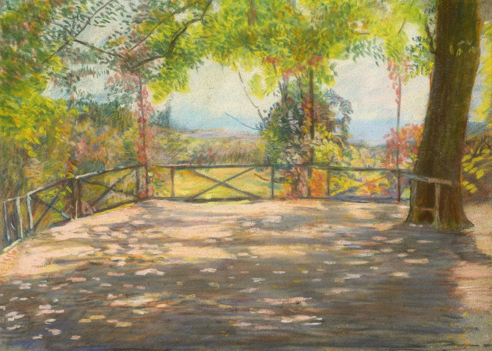 Vintage park background, vintage nature painting by Laszlo Mednyanszky. Remixed by rawpixel.