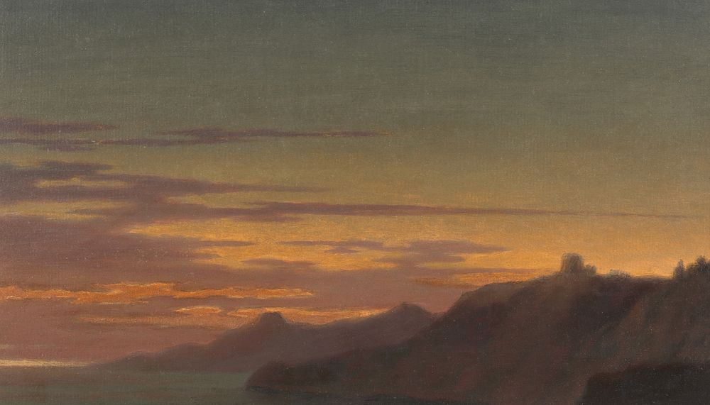 Sunset Coast background, vintage nature illustration by Alexander Cozens. Remixed by rawpixel.