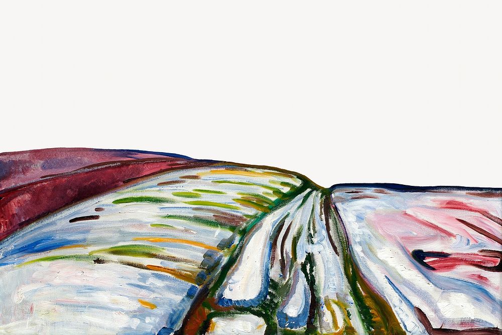 Edvard Munch's Field in Snow, abstract landscape border. Remixed by rawpixel.