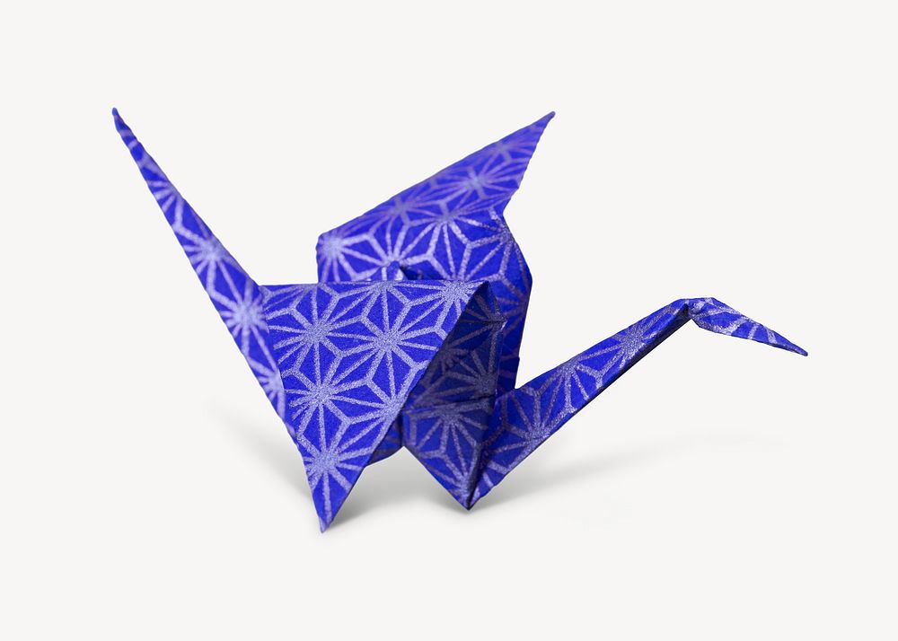Blue origami crane. Remixed by rawpixel.