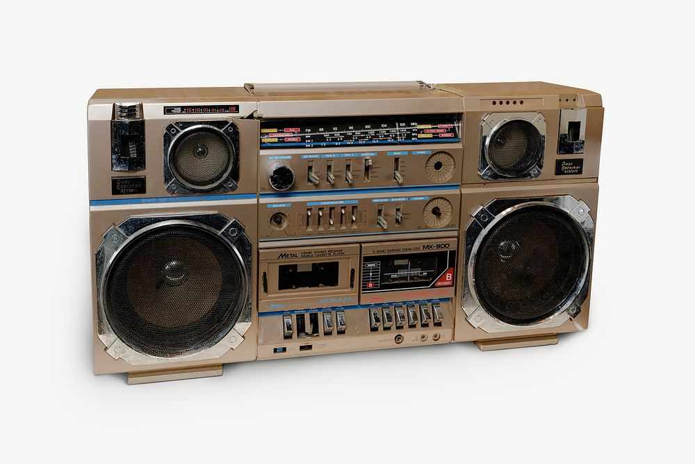 Retro boombox, electronic image psd. Remixed by rawpixel.