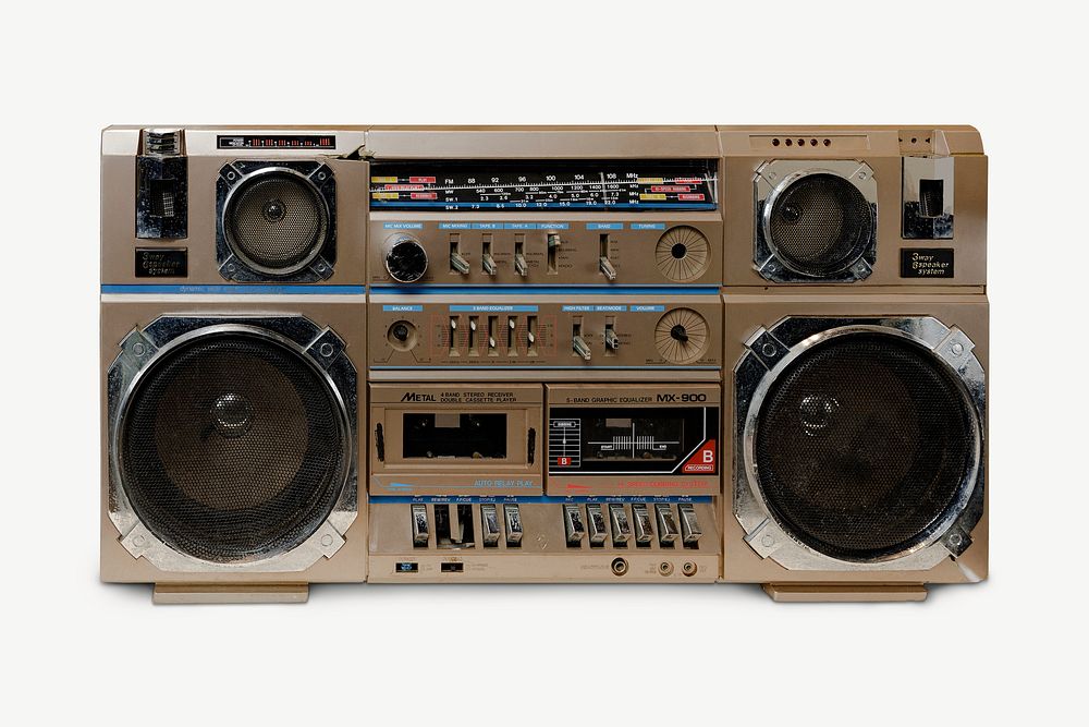 Retro boombox, electronic image psd. Remixed by rawpixel.