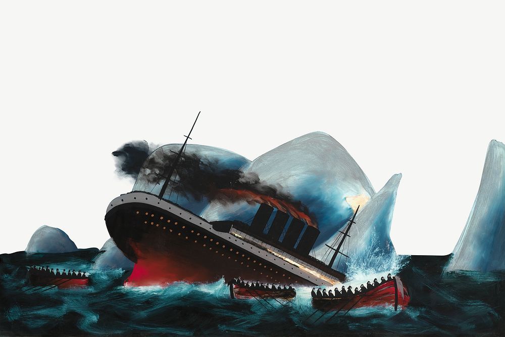 Sinking ship, vintage illustration psd. Remixed by rawpixel.