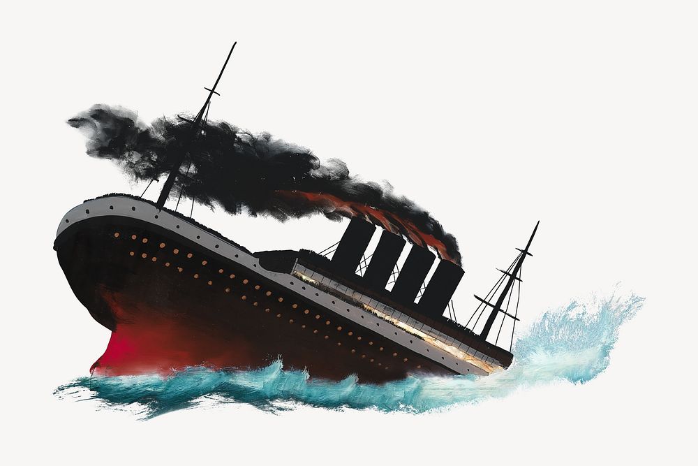 Sinking ship, vintage illustration. Remixed by rawpixel.