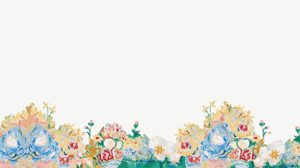 Colorful vintage flowers border psd by Cyprian Majernik. Remixed by rawpixel.