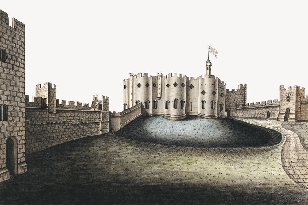 Vintage castle illustration by William Beilby. Remixed by rawpixel.