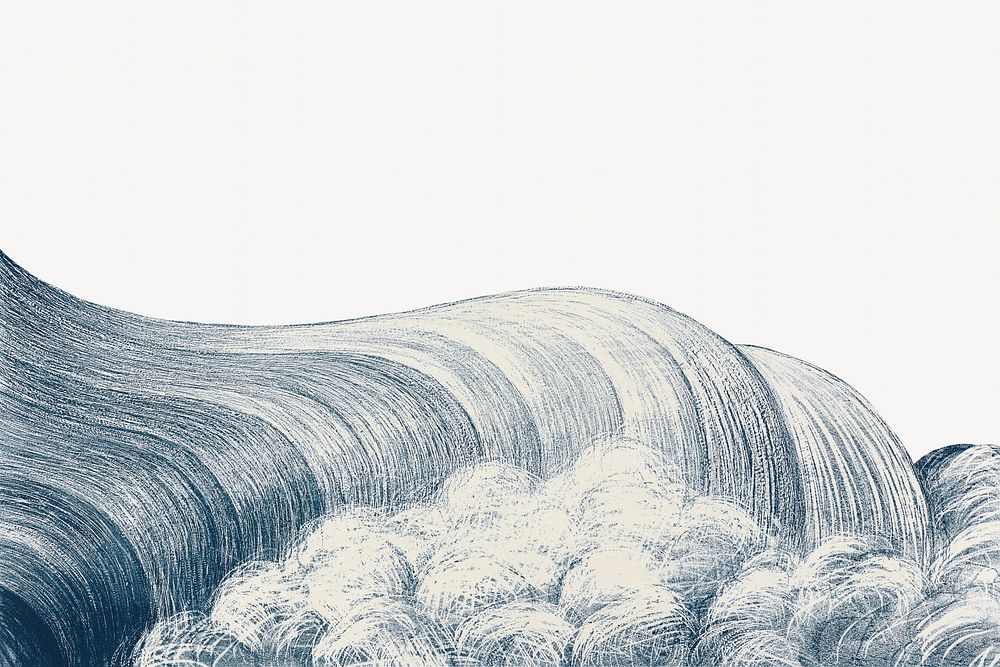 Vintage ocean wave, nature border illustration by C. R. W. Nevinson. Remixed by rawpixel.