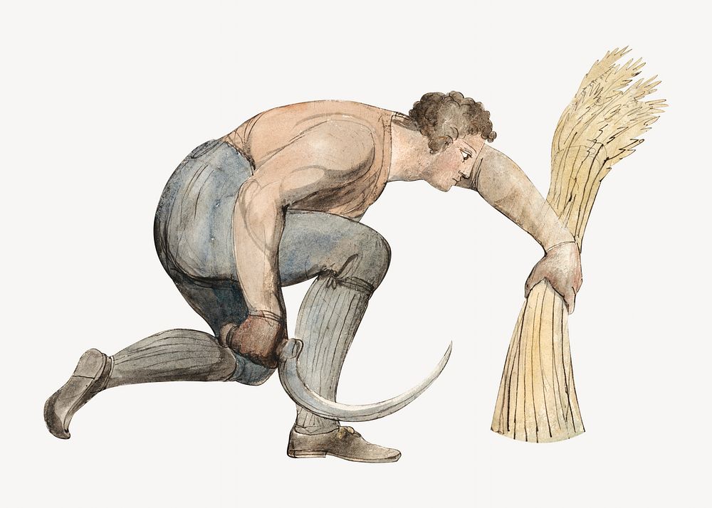 Vintage farming man illustration by William Blake. Remixed by rawpixel.