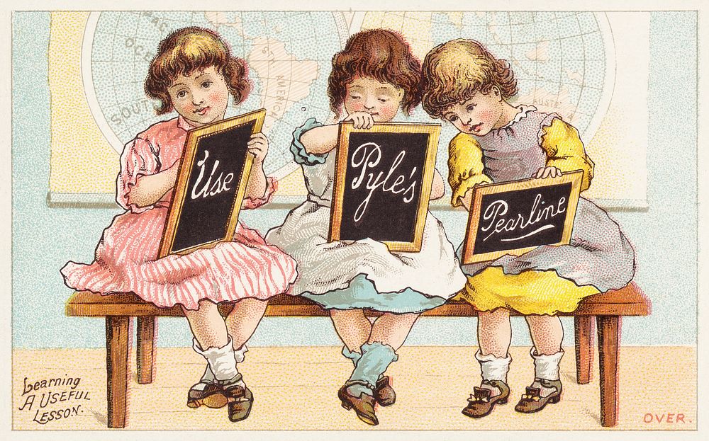 Use Pyle's Pearline - learning a useful lesson (1870&ndash;1900), vintage postcard. Original public domain image from…