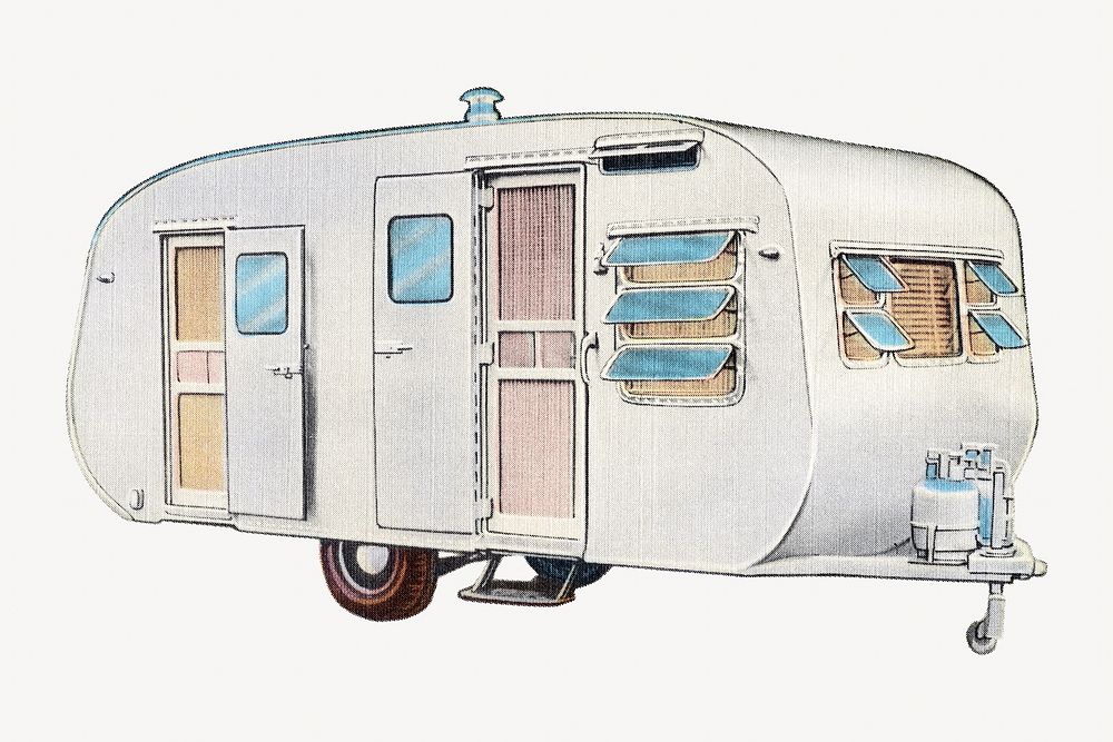 Vintage caravan , vehicle. Remixed by rawpixel.