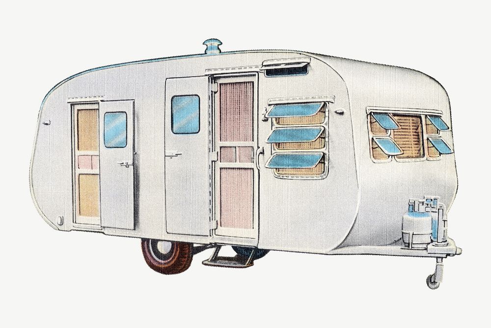 Vintage caravan , vehicle psd. Remixed by rawpixel.