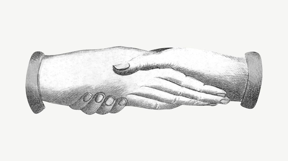 Vintage handshake, hand gesture illustration psd. Remixed by rawpixel.