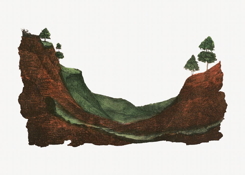 Vintage mountain landscape illustration. Remixed by rawpixel.