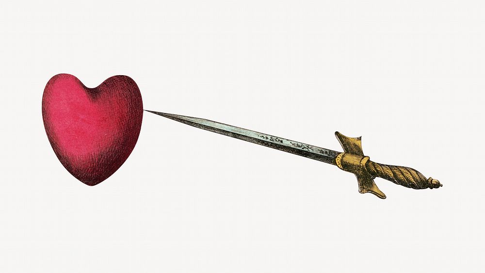 Sword and heart illustration. Remixed by rawpixel.