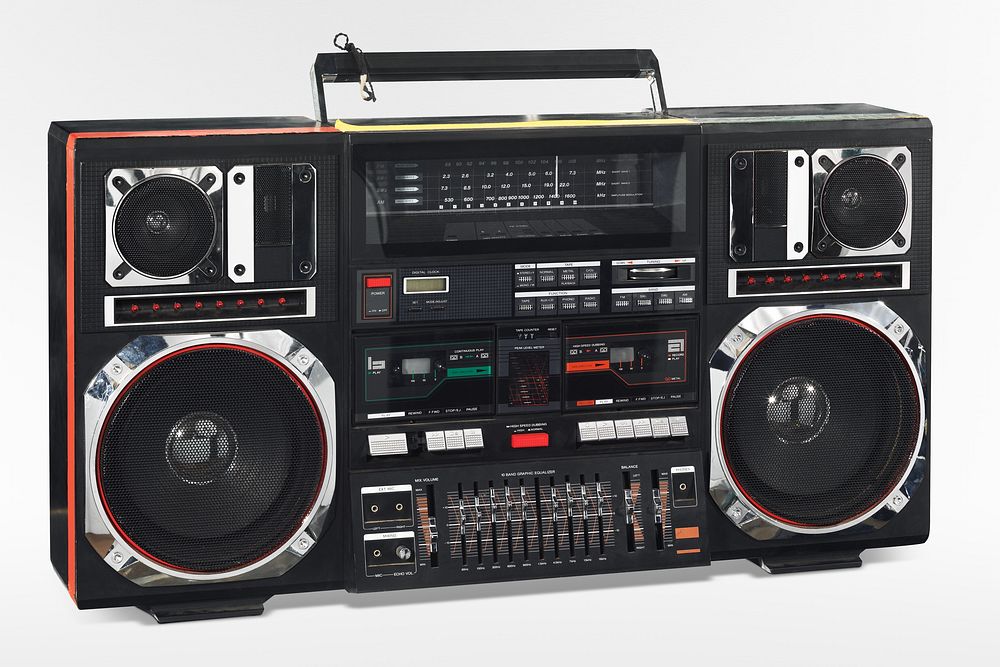Boombox carried by Radio Raheem in the film Do the Right Thing (1952 - 2016) used by Bill Nunn. Original public domain image…