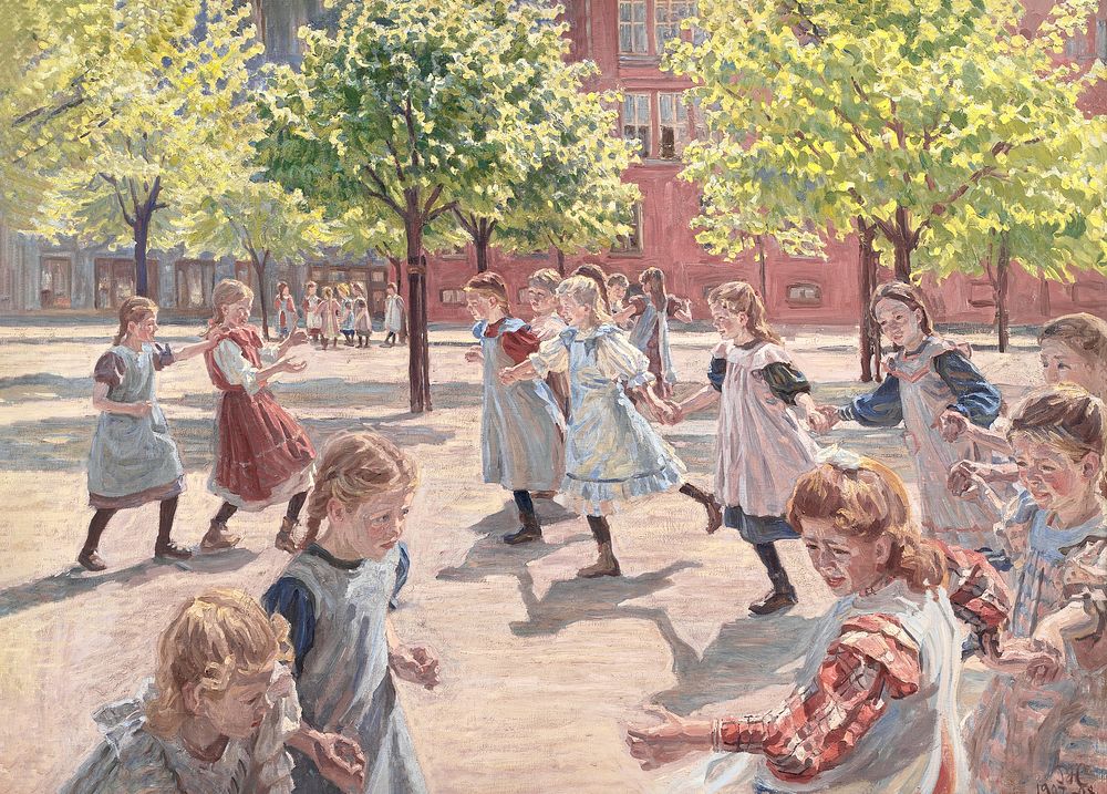 Playing Children, Meadow Square (1907&ndash;1908) by Peter Hansen. Original public domain image from State Museum of Art.…