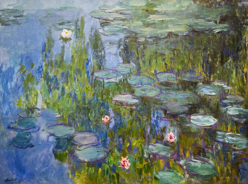 Claude Monet's Water Lilies (1915), famous vintage painting. Original public domain image from Digital Commonwealth.…