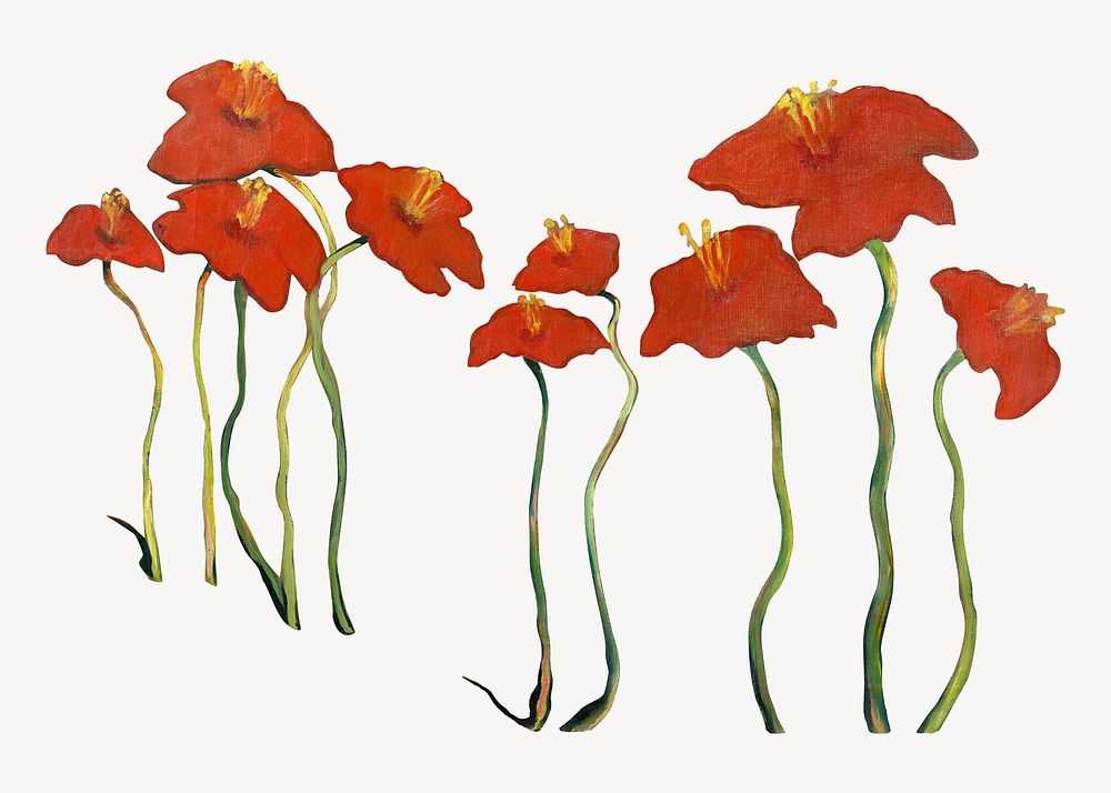 Red vintage flowers illustration by Zolo Palugyay. Remixed by rawpixel.