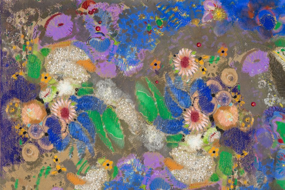 Odilon Redon's abstract flower background. Remixed by rawpixel. 
