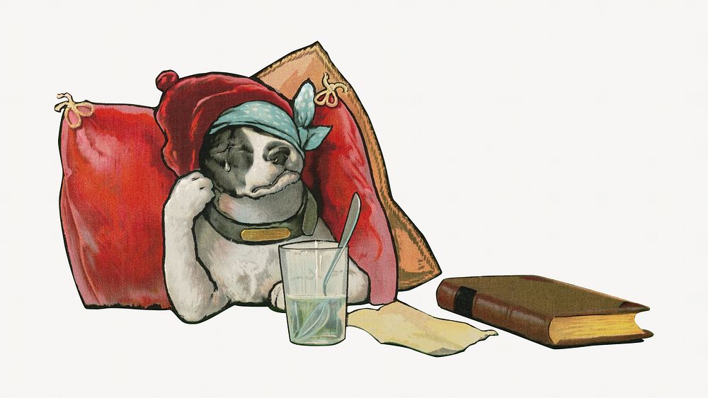Vintage crying dog illustration. Remixed by rawpixel. 