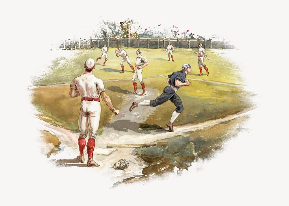 Vintage baseball team illustration. Remixed by rawpixel. 