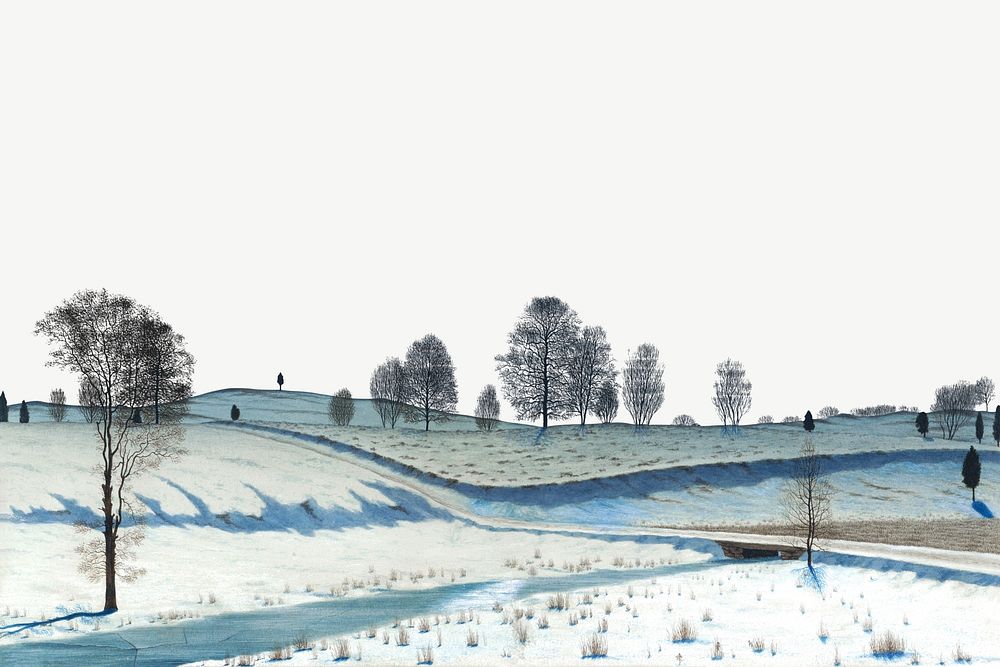 Winter landscape border illustration psd. Remixed by rawpixel. 