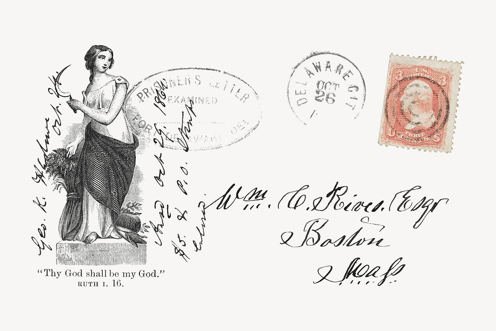 Vintage postal address illustration. Remixed by rawpixel. 