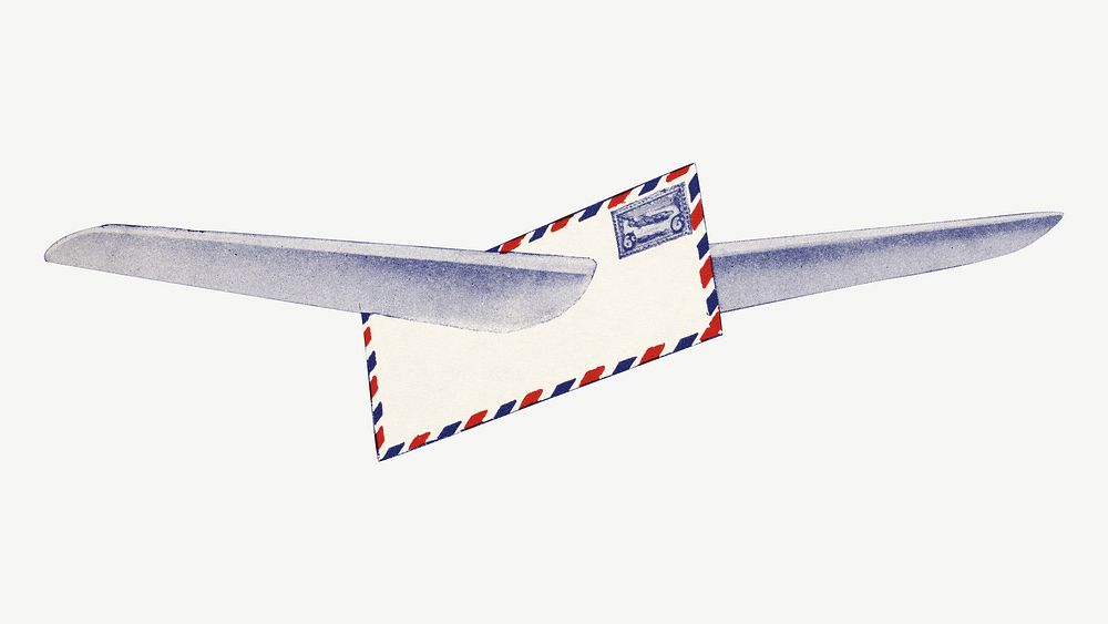 Vintage flying envelope illustration psd. Remixed by rawpixel. 