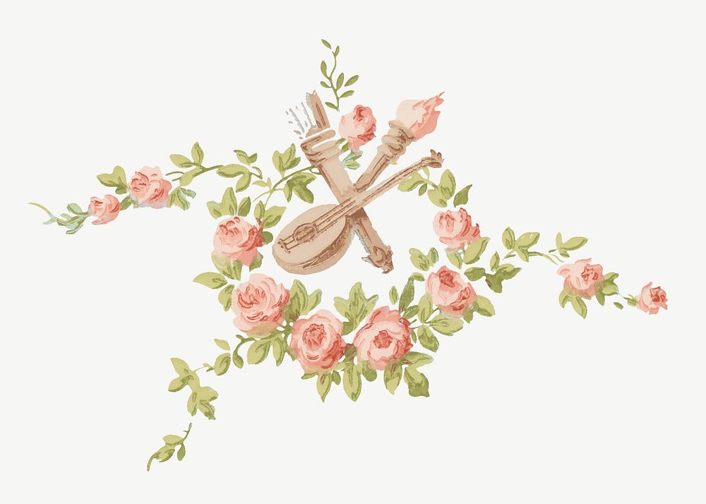 Vintage pink flower psd. Remixed by rawpixel. 