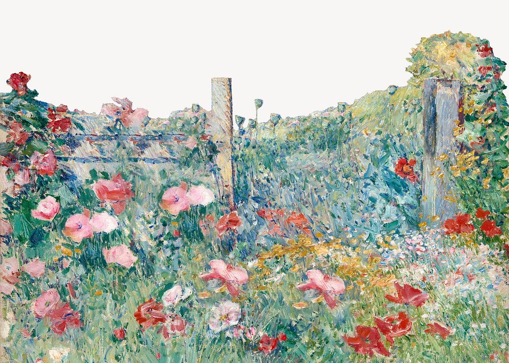 Vintage flower field illustration. Remixed by rawpixel. 
