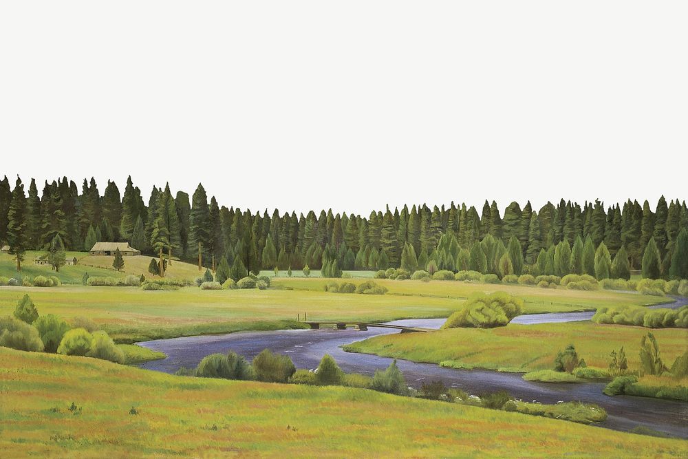 Vintage landscape border illustration psd. Remixed by rawpixel. 