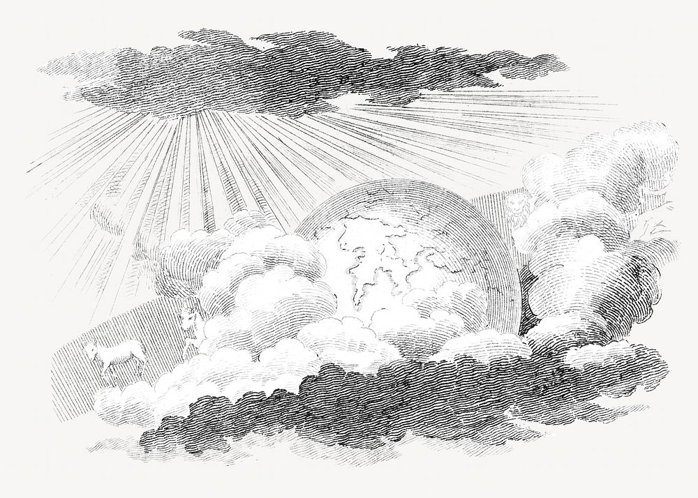 Vintage globe & cloud illustration. Remixed by rawpixel. 