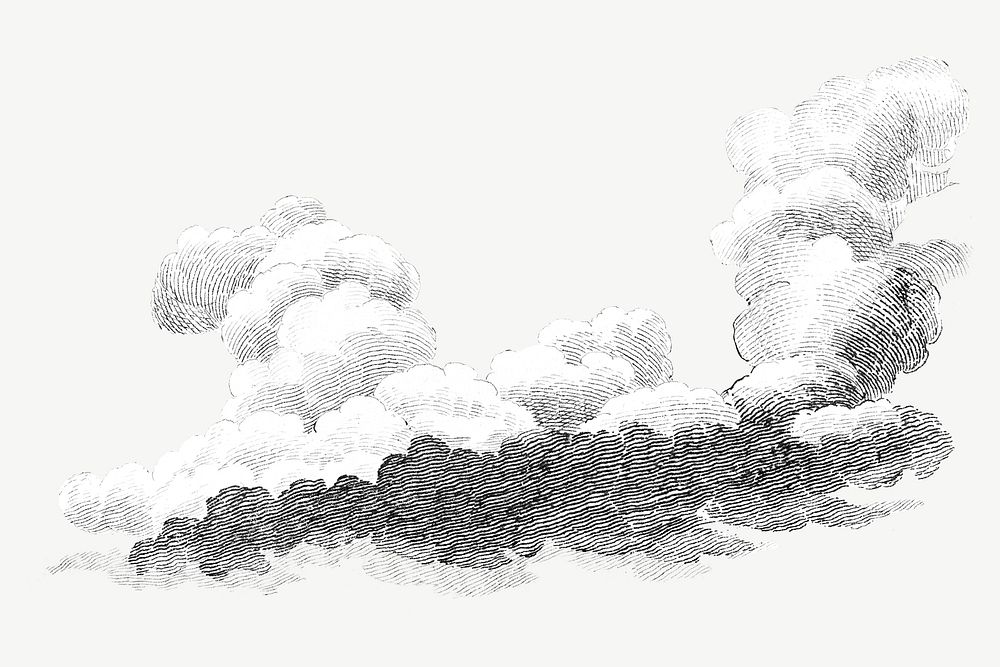 Vintage black & white cloud psd. Remixed by rawpixel. 