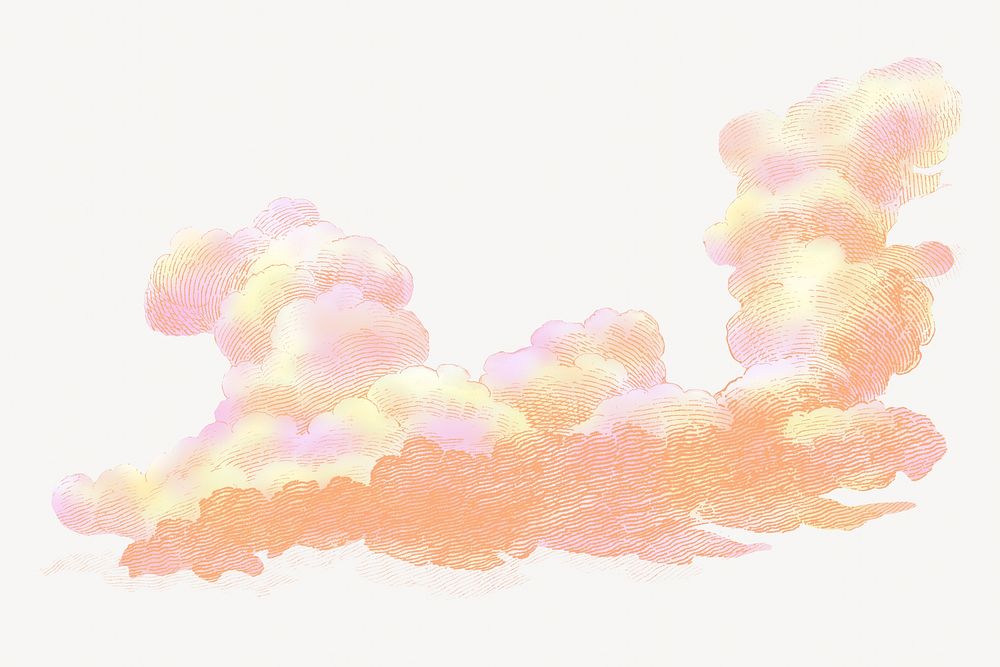 Vintage orange cloud illustration. Remixed by rawpixel. 