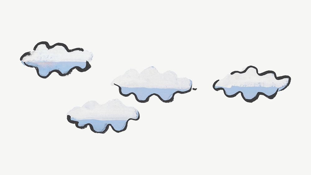 Modern doodle clouds psd. Remixed by rawpixel. 