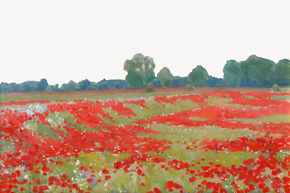 Red flower field illustration. Remixed by rawpixel. 
