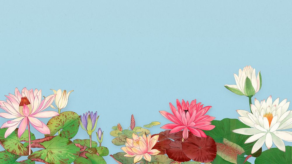 Lotus flower desktop wallpaper. Remixed by rawpixel.