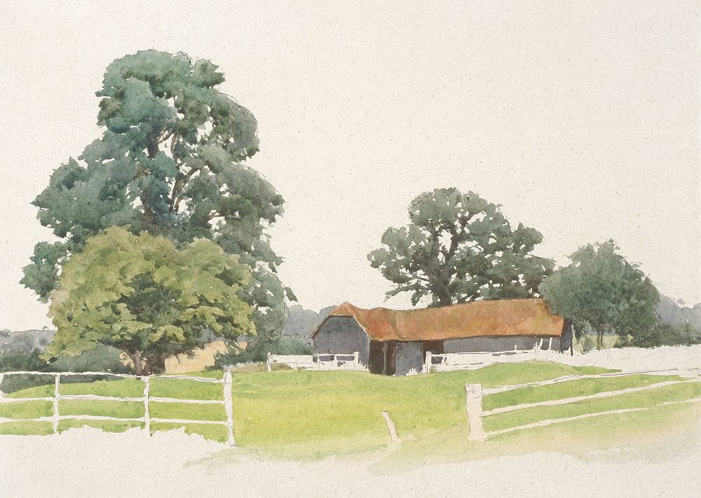 A Bedfordshire Farmyard by Alfred Parsons. Original from the Minneapolis Institute of Art. Digitally enhanced by rawpixel.