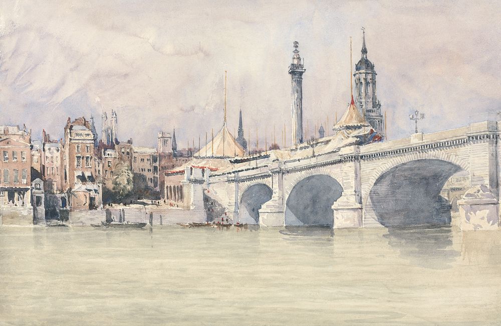 The Opening of the New London Bridge by David Cox. Digitally enhanced by rawpixel.