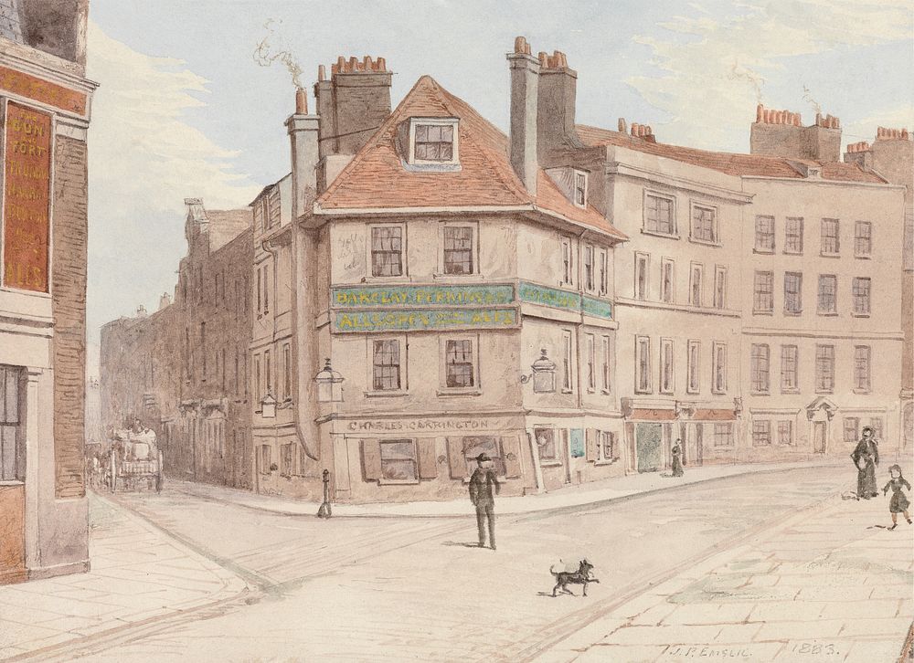 Northumberland Head Inn at Corner of Fort St. and Gun St., Spitalfields by John Phillipps Emslie. Digitally enhanced by…